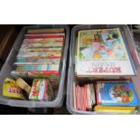 Two boxes of Rupert Bear annuals and other books