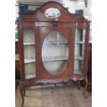 An Edwardian mahogany and inlaid display cabinet, width 48ins, depth 14ins, height 72ins