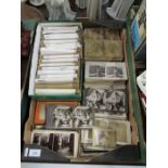 A collection of stereoscopic cards, including local, national and international scenes