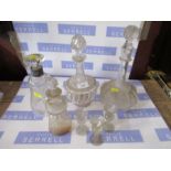 A collection of glass to include 19th century decanters etc