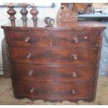 A Victorian mahogany bow front chest, of two short over three long drawers, 48ins x 22ins, height