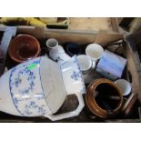 A mixed box of ceramics. to include Royal Worcester and Royal Copenhagen
