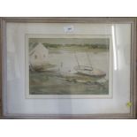 N Keesey, watercolour , harbour scene, Kirkcudbright, 9ins x 15ins,  together with a signed
