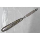 A Tiffany & Co silver handled nail file, with gilt pine cone decoration, boxed