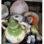 A box of mixed ceramics, to include a Poole pottery jug, vases etc