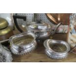 A silver three piece tea set, weight 19oz all in