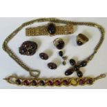 A collection of Victorian and later jewellery, to include a yellow gold cross pendant, set with