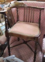 An Edwardian inlaid corner chair