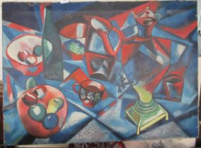 oil on canvas, abstract still life, bears signature 'Chagall' 27ins x 38ins