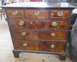 A 19th century walnut crossbanded chest of drawers, 41.5ins x 23ins, height 40ins