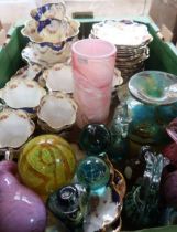 A tea set and a collection of 20th century Art glass