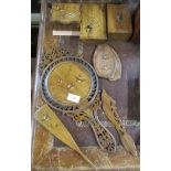 A collection of Sorento ware including boxes, hand mirror, fan etc