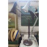 A collection of photo frames, to include a silver one, and two angle poise desk lamps, one by