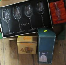 A collection of boxed glass items, to include Webb and Royal Doulton