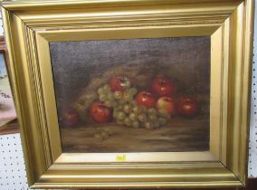 G Etheridge, oil on canvas, still life of fruit, 11.5ins x 15.5ins