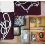 A collection of costume jewellery, top include earrings, necklaces, brooches etc