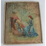 A Victorian Beauty and the Beast boxed wooden puzzle set, by Loughlin Bros. New York, with booklet