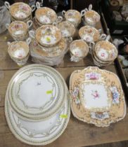 A 19th century English porcelain tea set, decorated with flowers, together with some Copeland