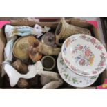 A box of assorted ceramics, to include a 19th century Wedgwood bisque game pie tureen and cover, a