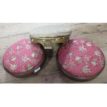 A pair of Victorian foot stools, together with a gilt foot stool