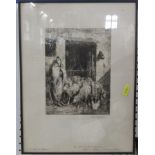 A French black and white engraving, 15ins x 11ins