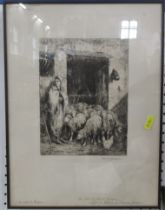 A French black and white engraving, 15ins x 11ins