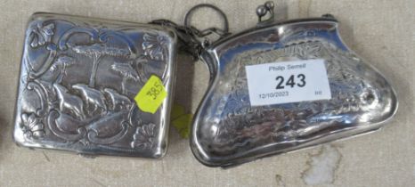 A silver purse, together with a cigarette case