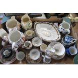 A collection of 19th century and later porcelain, to include Gaudy Welsh, a Worcester dish etc