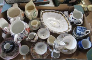 A collection of 19th century and later porcelain, to include Gaudy Welsh, a Worcester dish etc