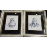 A pair of framed prints, portraits, 10.5ins x 8.5ins