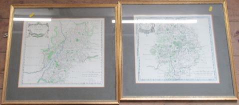 Two reproduction maps after Morden, Gloucestershire and Warwickshire, 12ins x 14ins
