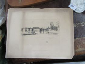 Two J A McNeil Whistler prints, both unframed, together with other prints