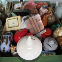 A collection of novelty money boxes etc