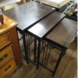 An Arts and Crafts style nest of tables, width 26ins and down, depth 18.5ins, height 28ins and down