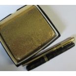 A vintage Watermans fountain pen, together with another pen and a ladies evening bag