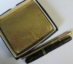 A vintage Watermans fountain pen, together with another pen and a ladies evening bag