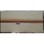 John Horsewell, oil on canvas, beach scene, 23.5ins x 37ins