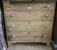 A 19th century chest of four long drawers