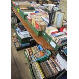 13 various boxes of books, dvd's, scales etc