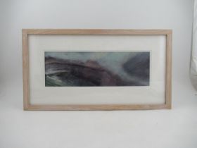 Annie Hudson, acrylic, pastel and charcoal, Shifting Horizon, 5.5ins x 17ins