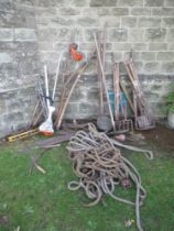 A collection of assorted garden tools etc