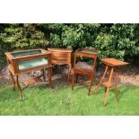 A collection of furniture to include Arts and Crafts oak occasional table, two Edwardian