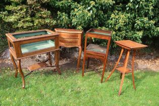A collection of furniture to include Arts and Crafts oak occasional table, two Edwardian