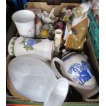 A box of mixed porcelain, to include vases, figures etc