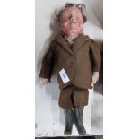 An Edwardian doll/dummy, gentleman, with pull cord, height 17ins