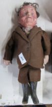 An Edwardian doll/dummy, gentleman, with pull cord, height 17ins