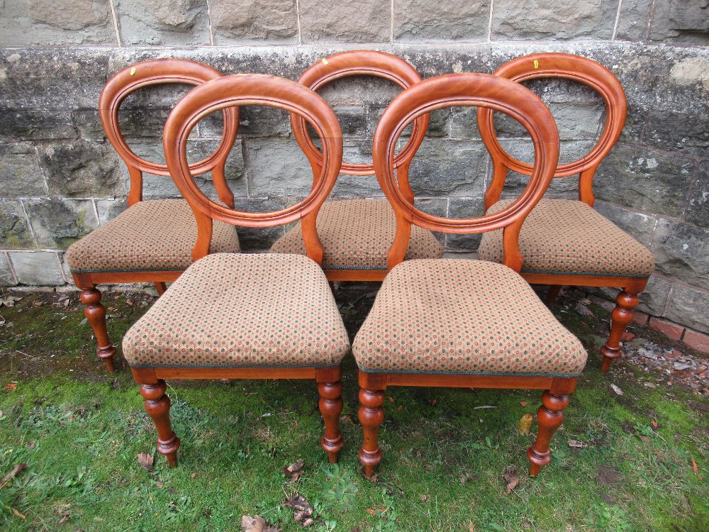 A set of 5 Victorian balloon back chairs