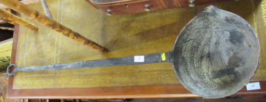 A large steel casting ladle, length 43ins