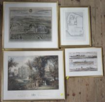 A collection of Antique and later prints, maps, plans etc, to include Berkeley Castle, Prospect of