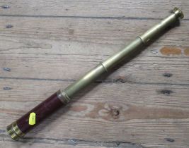 T & H Doublet, A three drawer lacquered brass and mahogany telescope, length open 17ins